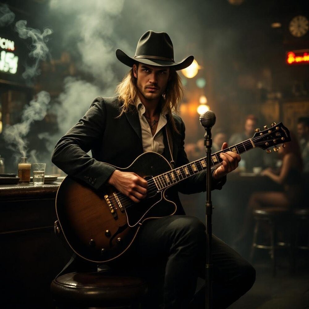 Sol performing with guitar at the Nowhere Bar