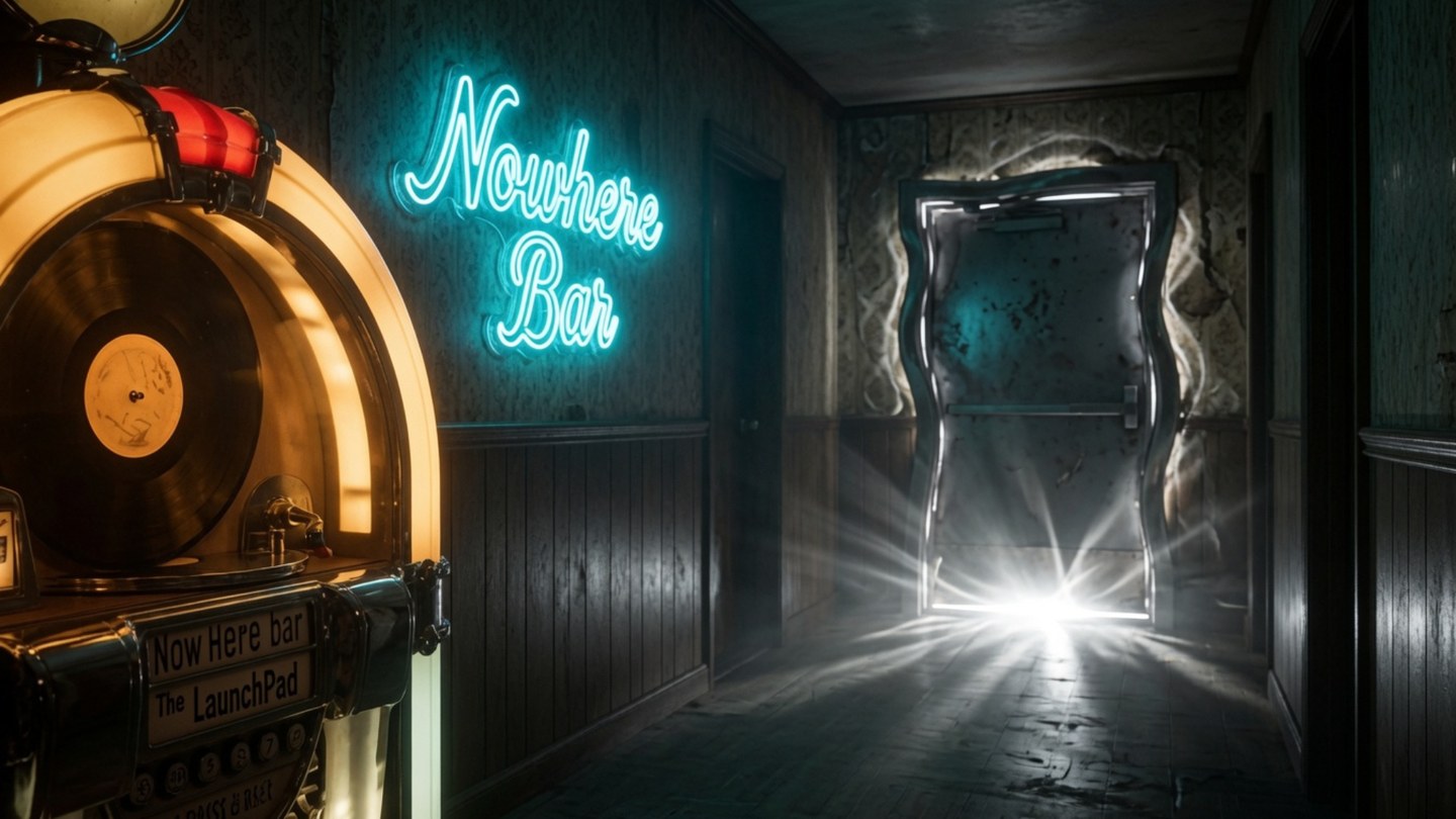Inside the Nowhere Bar, where the back exit opens into the unexplained